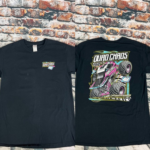 Quad Chaos Monster Truck T-Shirt‎ Mens Medium Black Racing Graphic Tee - Picture 1 of 5